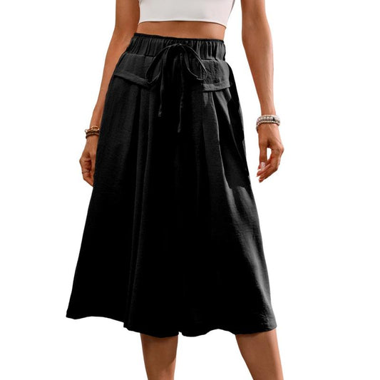 Capris Pants for Women Wide Leg Pants Flowy Elastic Waist Comfy Lounge Casual Palazzo Trousers with Pockets Comfort Comfortable Fit Loose